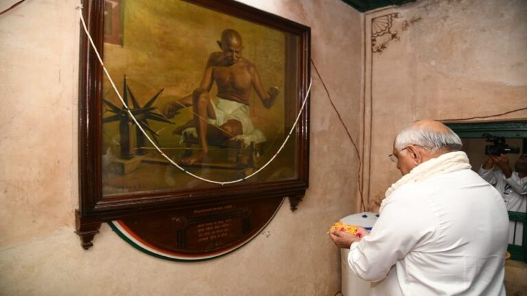 On the occasion of Mahatma Gandhi's birthday, an all-faith prayer meeting was held at Kirti Mandir, the birthplace of Mahatma Gandhi, Porbandar.