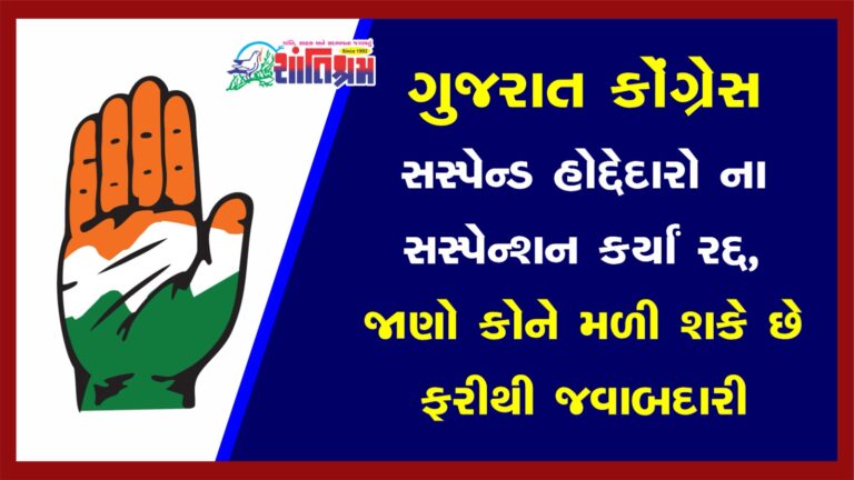 Congress: Gujarat Pradesh Congress canceled the suspension of these 15 office bearers, now all these will be given new responsibility.