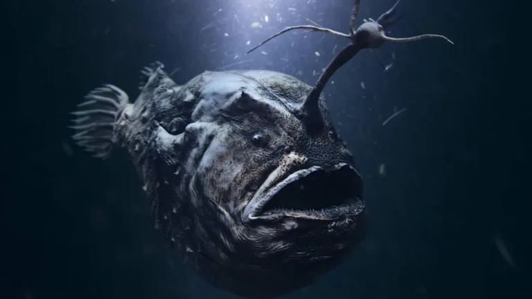 The alien-like sea monster seen here is as black as coal, with teeth so sharp that they can even cut through iron!