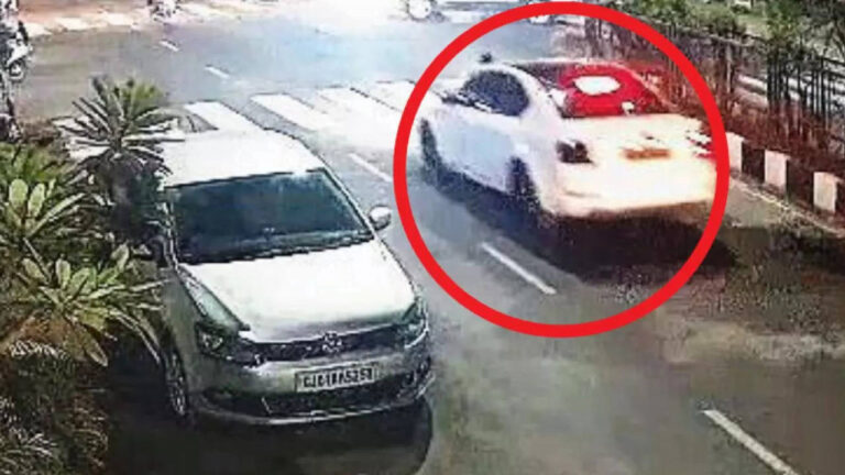 Policeman pulled over... Class 12 boy tries to run over, drives car on bonnet for 300m