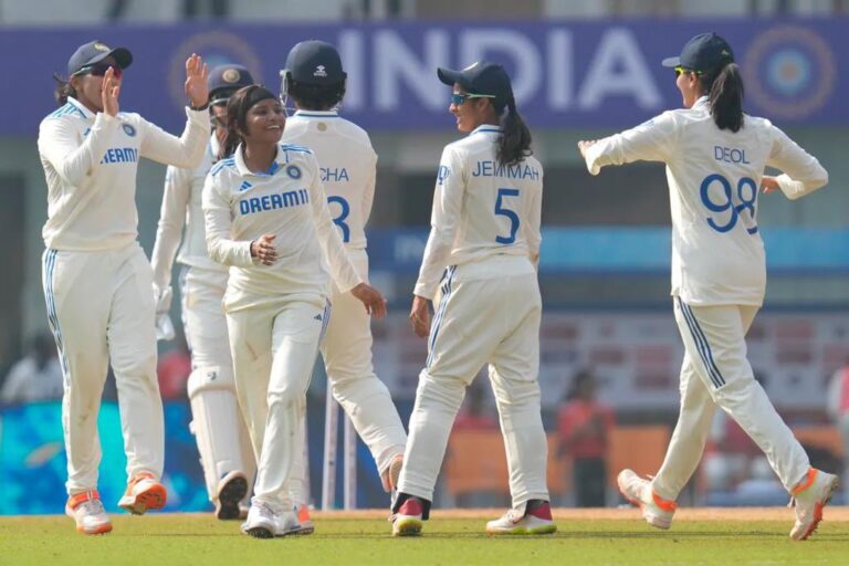 india women team beat england in test match at home