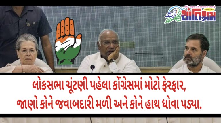 Congress: લોકસભા ચૂંટણી પહેલા કોંગ્રેસમાં મોટો ફેરફાર, જાણો કોને જવાબદારી મળી અને કોને હાથ ધોવા પડ્યા.