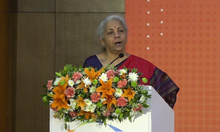 Union Finance Minister Nirmala Sitaram addressing the seminar “Gift City - An Aspiration of Modern India”