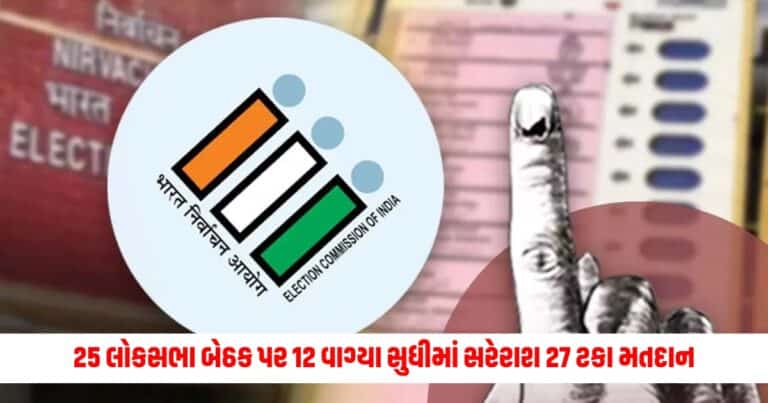 Loksabha Election 2024: 25 લોકસભા બેઠક પર 12 વાગ્યા સુધીમાં સરેરાશ 27 ટકા મતદાન