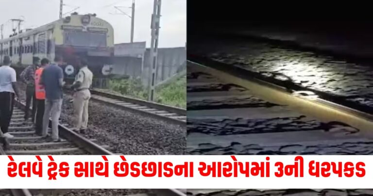 વડોદરામાં રેલવે ટ્રેક સાથે છેડછાડના આરોપમાં 3ની ધરપકડ, ટ્રેકની ફિશ પ્લેટ ખોલી હતી