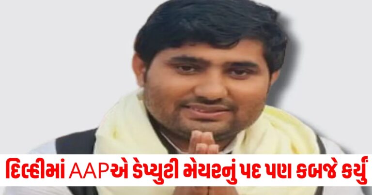 દિલ્હી (Delhi), AAP (Aam Aadmi Party), ડેપ્યુટી મેયર (Deputy Mayor), પદ (Position), કબજે કર્યું (Won/Occupied), ભાજપ (BJP), ઉમેદવાર (Candidate), ઉમેદવારી (Candidacy), પાછી ખેંચી (Withdrew),