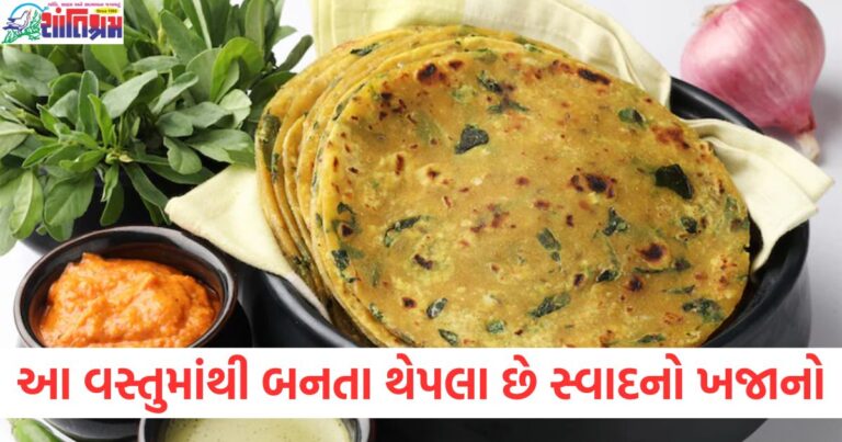 થેપલા, (Thepla), સ્વાદનો ખજાનો ,(Treasure of flavors), રેસિપી, (Recipe), નવો સ્વાદ, (New taste), ગુજરાતી વાનગીઓ, (Gujarati dishes),